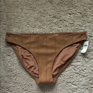 NWT Aerie Brown Ribbed Bikini Bottoms Size L